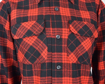 Vintage 1950's 60's Men's PENDLETON PLaiD WooL Loop Collar HiPsTeR Hunting Shirt Size S