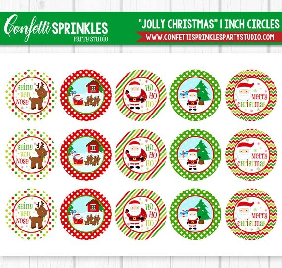 INSTANT DOWNLOAD "Jolly Christmas" Santa 4x6" 1" Inch Bottle Cap Image/Digital Collage Sheet Il_570xn