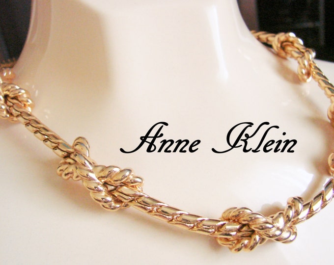 Vintage Anne Klein Statement Necklace / Designer Signed / Goldtone / Jewelry / Jewellery