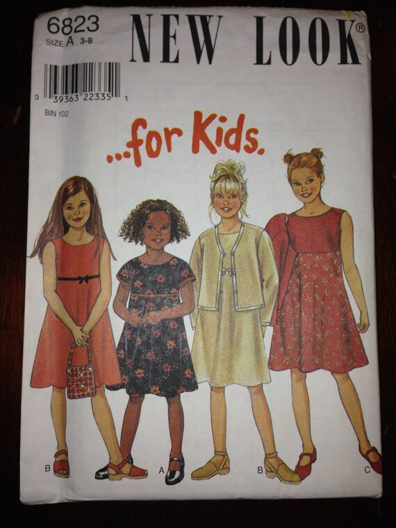 Simplicity New Look 6823 Sewing Pattern 90s Girls Dress and Jacket Size 3-8