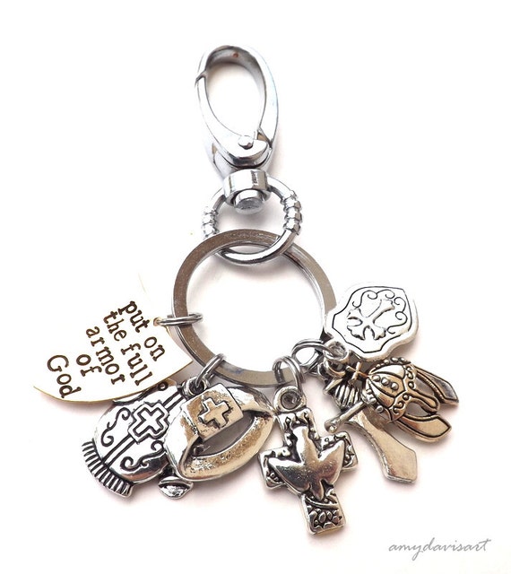 Put on the Full Armor Of God Keychain Christian Key by AmyDavisArt