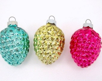 Vintage Shiny Brite Mercury Glass Grape Cluster Christmas Holiday Ornaments