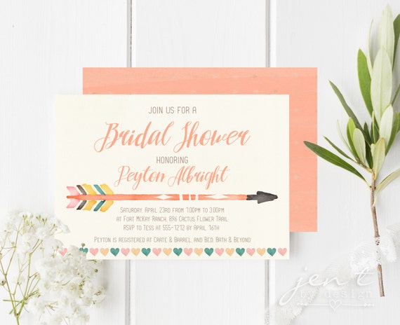 Arrow Bridal Shower Invitations