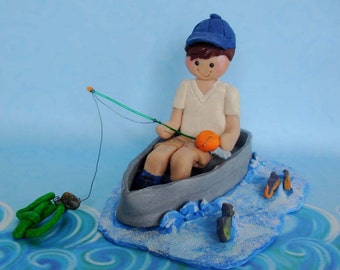 man in fishing boat cake topper fisherman topper etsy man in fishing boat cake topper fisherman topper etsy