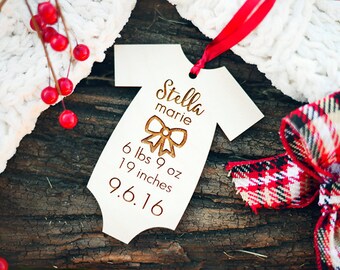Babys First Christmas Ornament, First Christmas Ornament, Personalized Baby Stats Ornament, Christmas Ornament for New Mom, Baby Stats