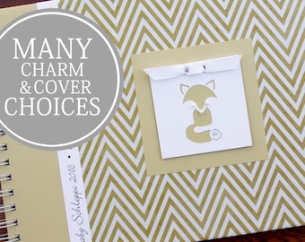 Baby Shower Guest Book | Fox Guestbook | Forest Woodland Animals | Personalized Memory Book | Gender Neutral | Gold Chevron