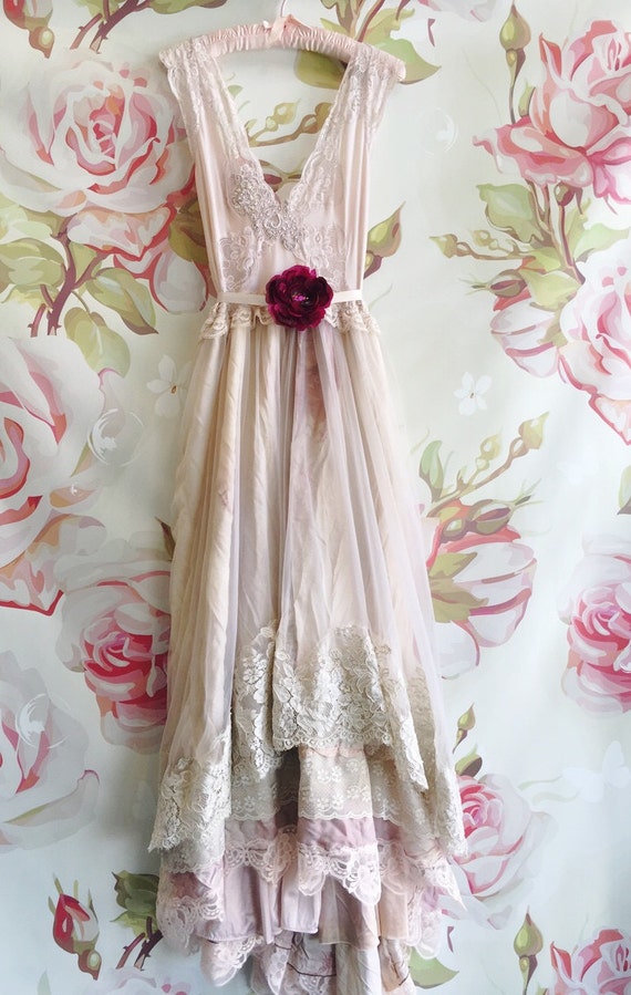 pale mauve lilac & bisque silk organza layered boho wedding