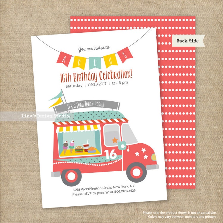 Food Truck Themed Birthday Invitation Set by LingsDesignStudio