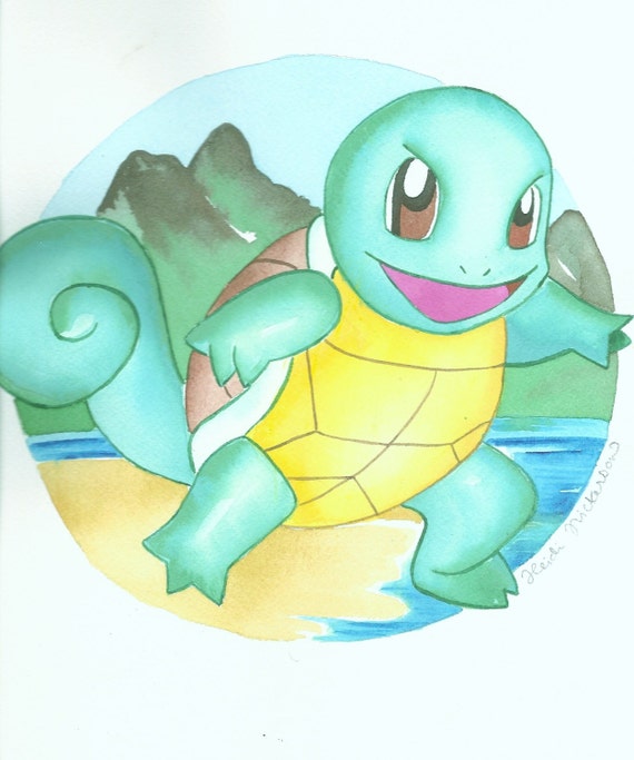 Items similar to Squirtle, Pokemon, Custom Name Painting for Children