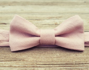 Boys Bow Tie- Rose Linen- Sizes newborn-adult