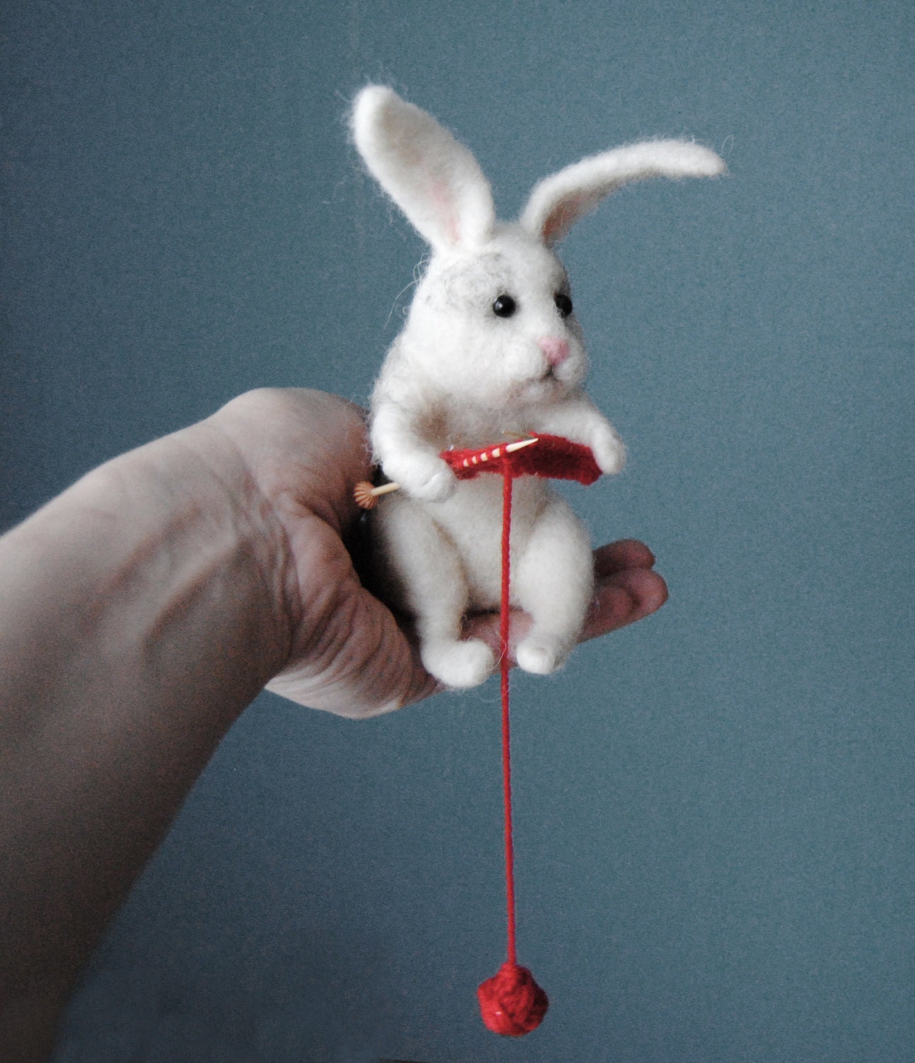 Knitting Rabbit Needle felted Rabbit Handmade Animal Needle