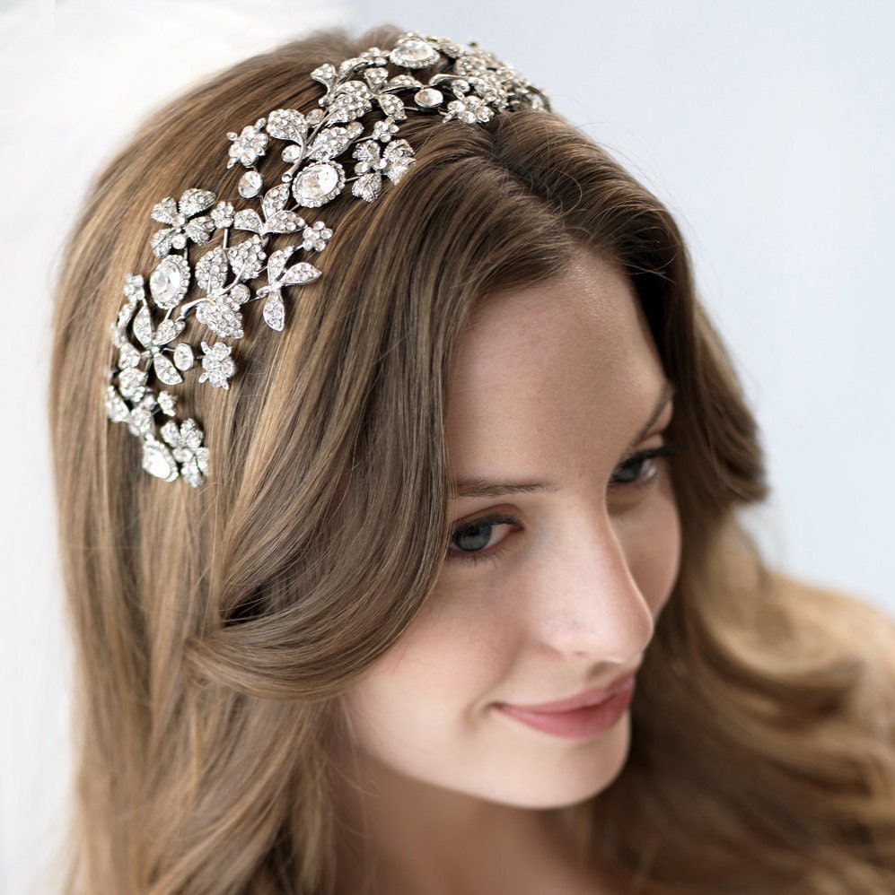 Vintage Wedding Headband Rhinestone Bridal Headband Couture