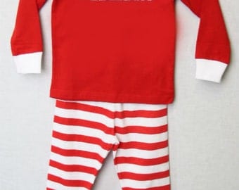 Kids Christmas Pajamas - Personalized Kids Christmas - Christmas PJs - Children's Christmas Striped Kids Pajamas | Baby Christmas PJs 292624