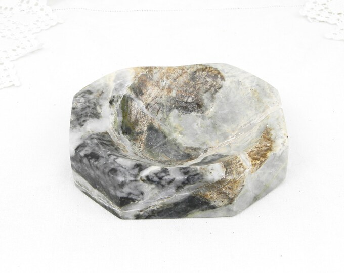 Large Vintage French Green, White and Gray Marble Ashtray, Mid Century Decor, Retro Home Interior, Man Cave, Tobacciana, Smoking, Ash