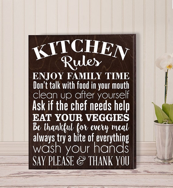 Kitchen Rules Sign Kitchen Wall Decor Rustic by ElegantSigns