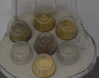 Set of 7 Vintage Jam or Jelly Jars by Kerr with Crown and Angel Logo / 5 Metal Lids