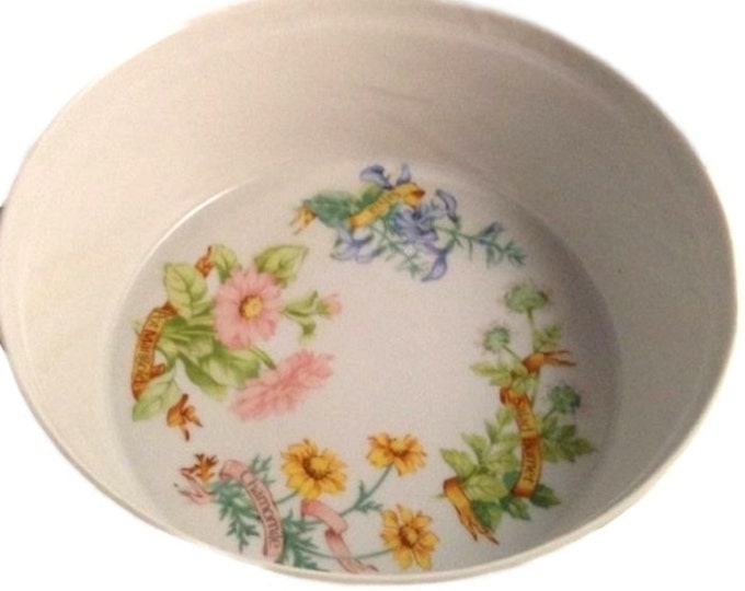 Vintage Toscany Le Cuisine Souffle Bowl 8 Inch Baking Dish With Floral Pattern, Japan