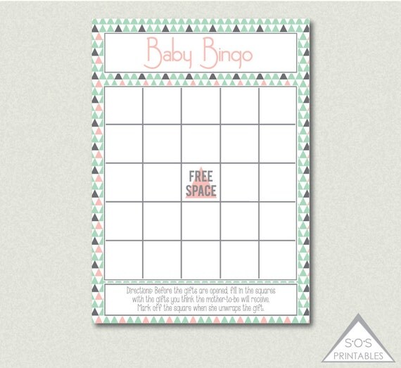 blank baby shower bingo cards