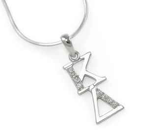 Kappa Delta Sterling Silver Lavaliere with simulated Diamonds // Sorority Jewelry // Sorority necklace // Gifts for Her // ΚΔ Accessories