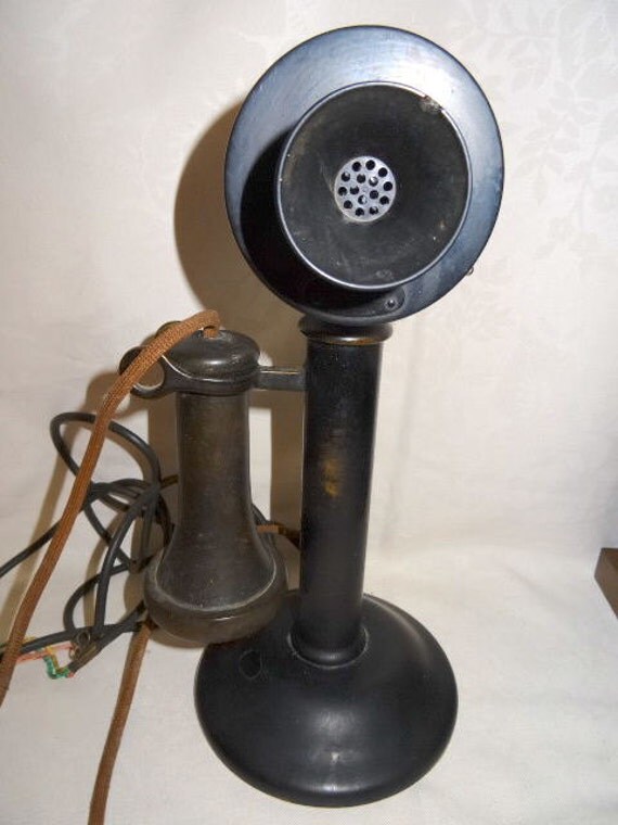 Antique Candlestick Telephone Brass American by