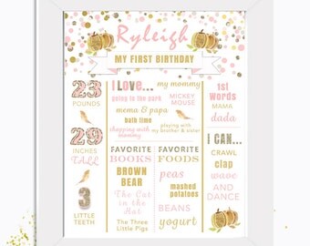 Our Little Pumpkin is Turning One Poster-First Birthday Poster-by Designs by Laura