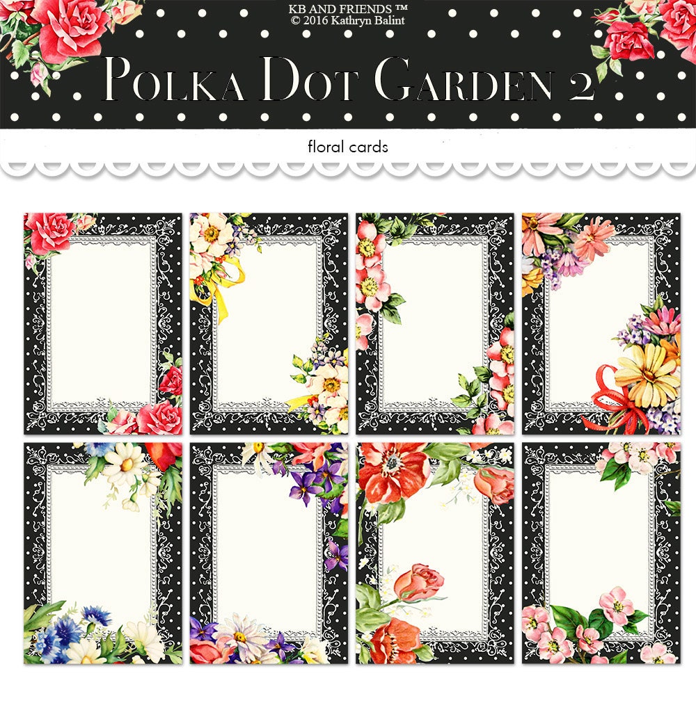 Printable floral ATC cards / digital collage sheet / ATC ACEO