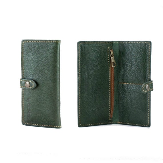 GREEN LEATHER WALLET/Womens Wallet/Gift for her/Leather by ElMato