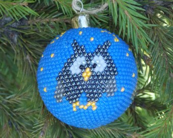 Gift for baby handmade owl decor bird ornaments Christmas decoration blue Ornament christmas owl ornaments bird decor christmas ornaments