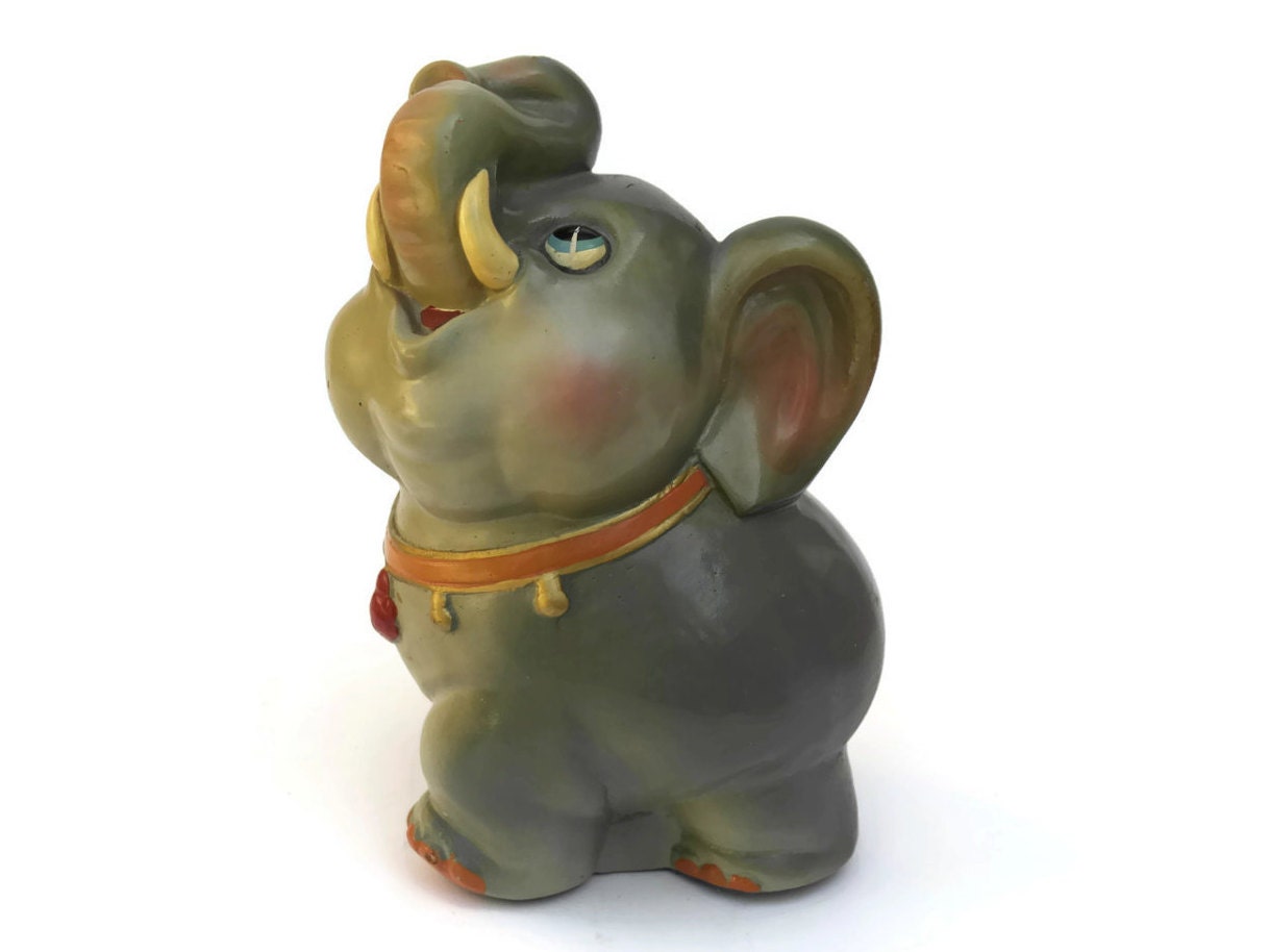 Vintage Elephant Coin Bank. Ceramic Money Box. Nursery Decor.