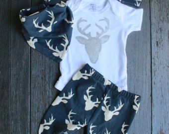 Deer Pants/Hipster Deer Leggings Baby Boy/Going Home Outfit/Toddler Pants/Baby Leggings/Pants Bandana Set/Deer Head Outfit/Hipste