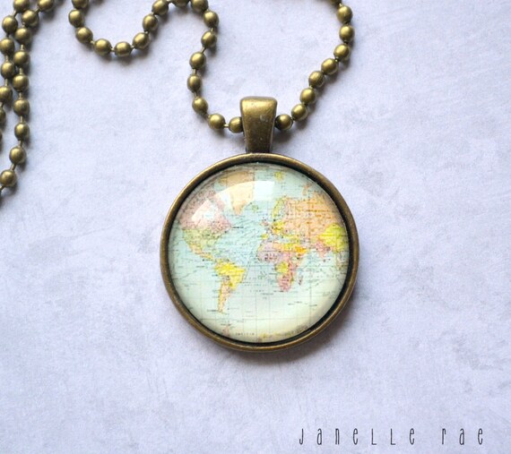 Items Similar To Globe Necklace Map Necklace Globe World Map Glass