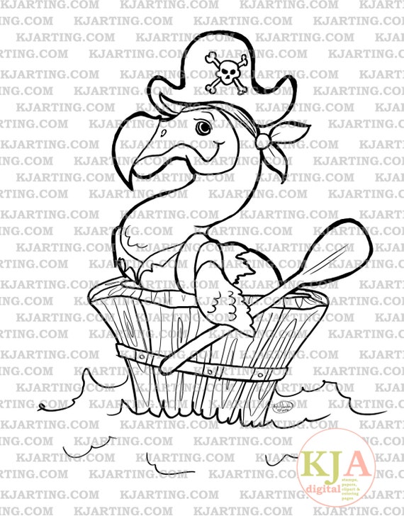 Pirate Dodo Digi-Stamp (Line_Art Printable_00107 KJArting)