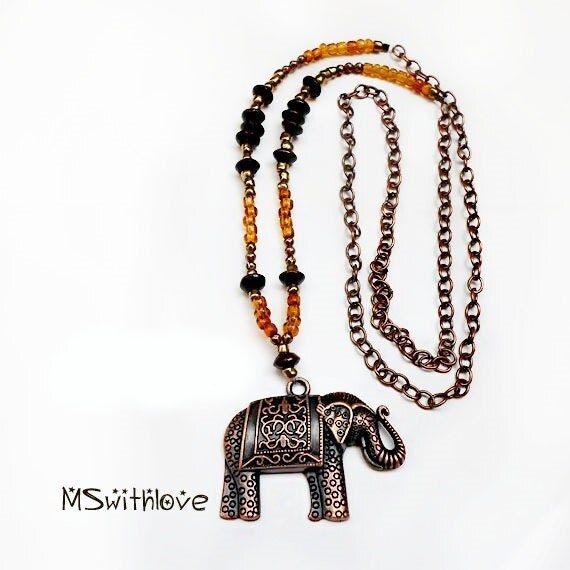 Good luck elephant necklace Copper elephant necklace