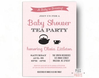 A Baby Is Brewing Invitation // Printable Baby Shower Tea Party Invitation // Baby Shower Tea Invitation // Tea Party Baby Shower Invitation