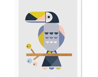 Toucan Art Print, Nursery art, kids art, kids wall art, nursery decor, scandi art, girlsroom art, kidsroom art.