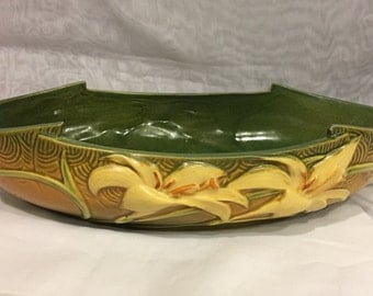 Beautiful ROSEVILLE Zephyr Lily Console Bowl #478-12, Green, Ca. 1946