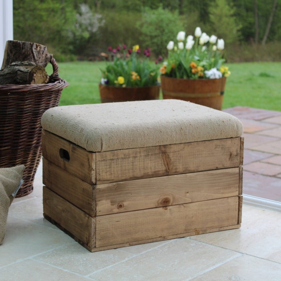 Wooden Crate Storage Seat/Rustic wood storage by