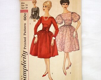 Vintage Simplicity 3150 size 14 uncut dress pattern 1960s sewing pattern bust 34