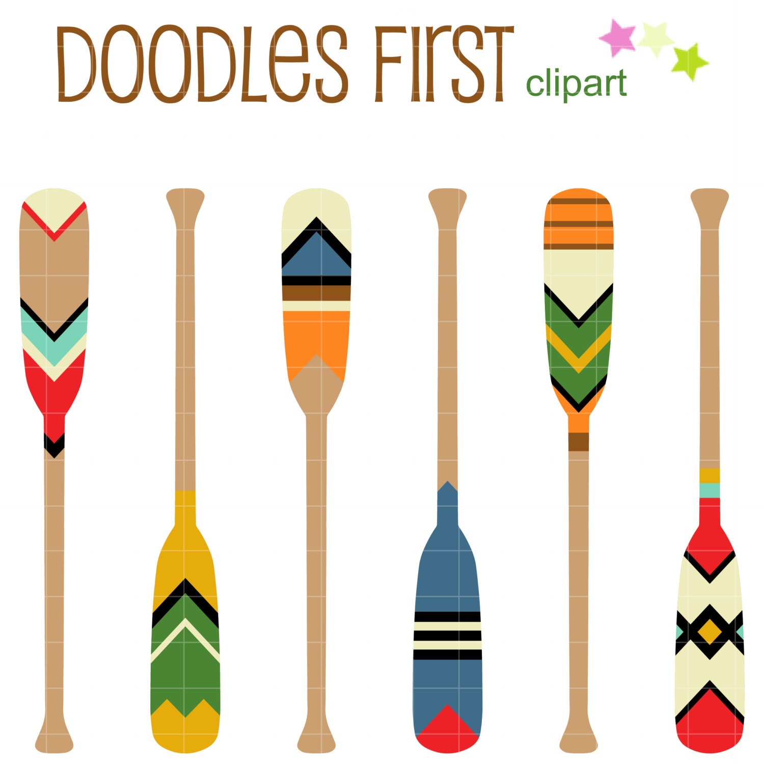 Decorative Paddles Digital Clip Art for Scrapbooking Card