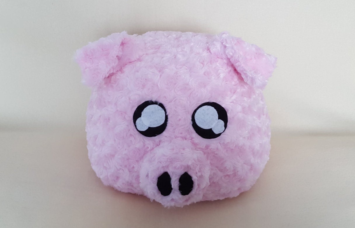 Cute Pink Fluffy Pig Pillow or Plush Stuffed Pig