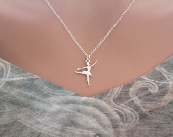Sterling Silver Ballerina Jewelry Charm Necklace, Ballet Necklace, Silver Ballerina Necklace, Ballerina Fitness Necklace, Ballet Charm
