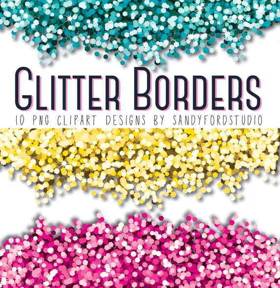 Glitter Borders clipart 10 designs png files Instant