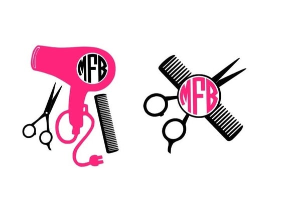 Download Monogram Cosmetologist Decal Hair Dryer Decal Comb and