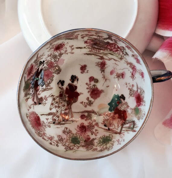 Japanese eggshell bowl satsuma geisha fine china teacup and