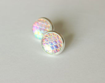 Mermaid Scale Earring Posts, Opal Mermaid Earring Studs, Opal Stud Earrings, Mermaid Scale Earrings, Mermaid Opal Stud, Opal Mermaid Scale