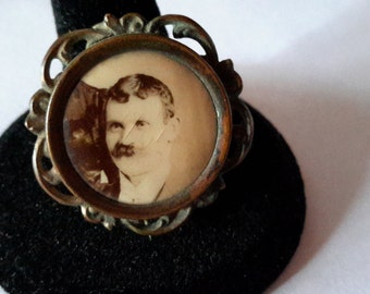 Antique ~ Vintage ~ VICTORIAN EDWARDIAN Photo Brooch Pin ~ Gold Filled ~ Mourning Photo Brooch ~ Vintage Brooch Pin ~ Picture Brooch