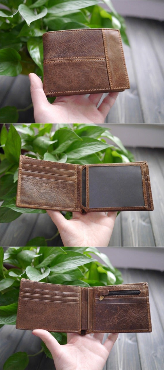 Items similar to Mens Leather Wallet , Personalized Mens Wallet