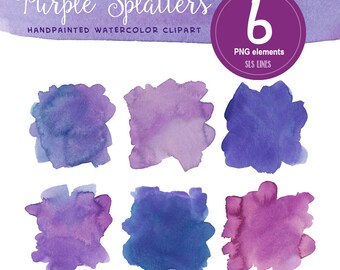 Purple watercolor splatters and blotches