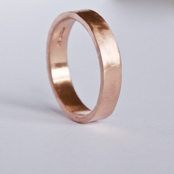 Rose Gold Plain Wedding Ring 9 Carat Flat Band Simple