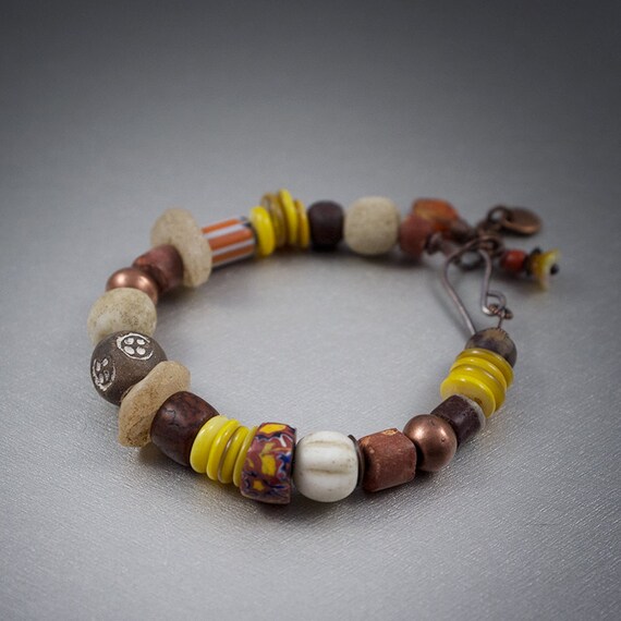 rustic beaded bracelet tribal raw beads bracelet by entre2et7